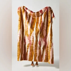 Anthropologie Fauna Faux Fur Throw Ochre Blanket